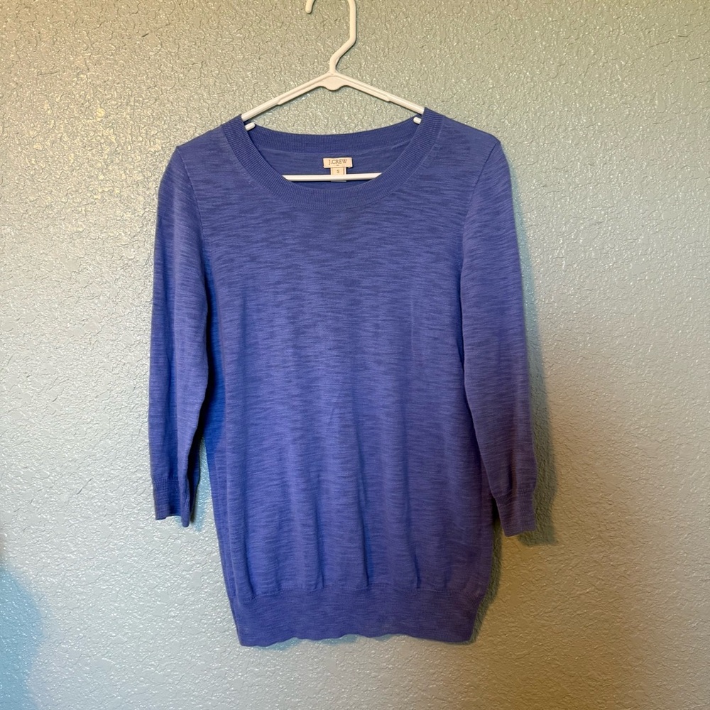 J. Crew Factory Womens Sweater Small Blue 3/4 Sleeve Lightweight Coastal Grandma